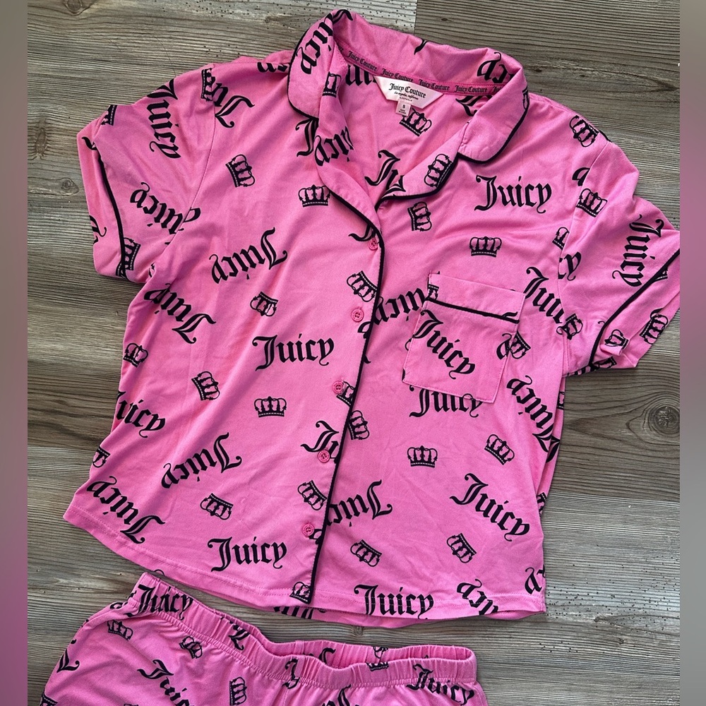 Juicy Couture Pink Logo Short Pajama Set
